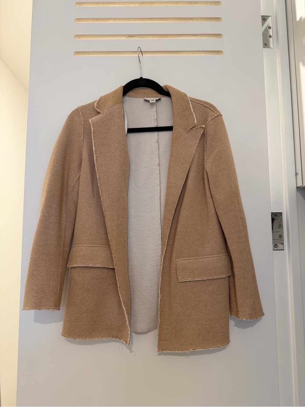 Topshop Beige Open-Front Knit Blazer Jacket